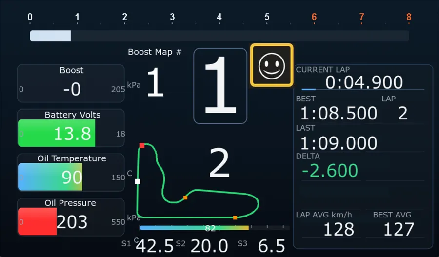 Haltech 7 Dash lap and sector timing