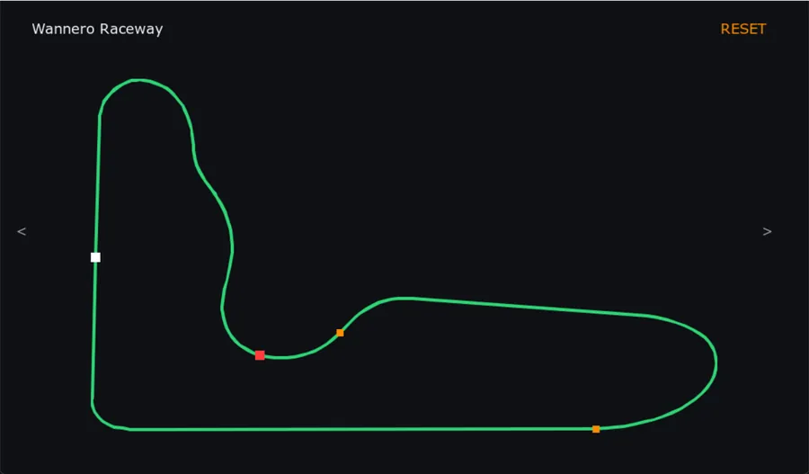 Haltech 7 Dash track selection with green track overlay