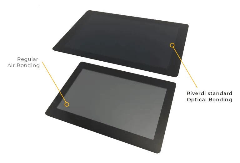 Regular air bonding versus Riverdi optical bonding — black level